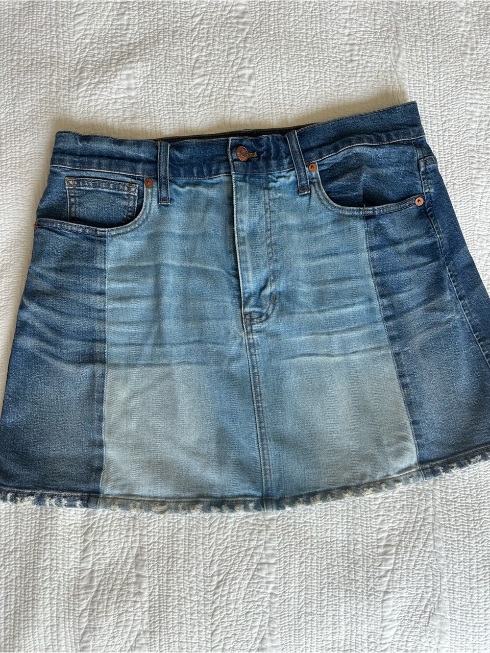 Madewell Denim Panel Mini Skirt in Blue